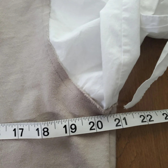 A Pictures Worth Womens Colorblock Top Medium Tan White Roll Up Sleeve S… - Picture 3 of 9